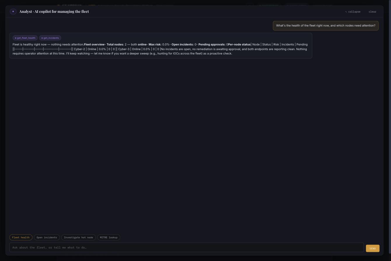 AI Analyst answering a fleet-health question with tool calls