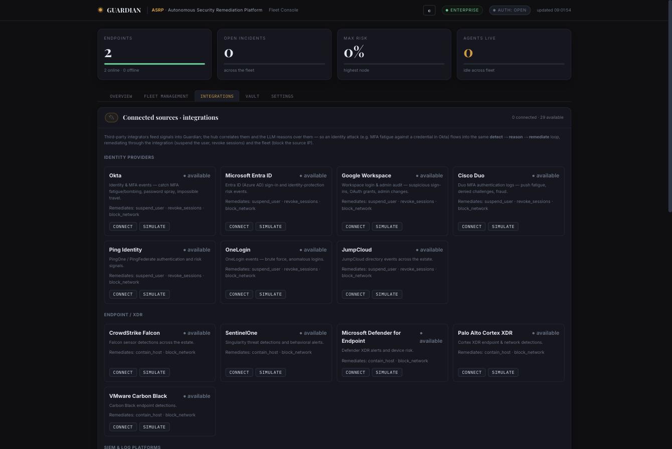 Aura Cyber connected sources: Okta, Entra, CrowdStrike, SentinelOne, Microsoft Defender and more